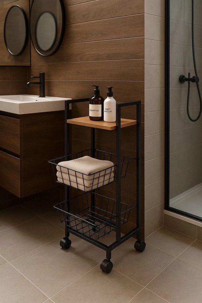 ModernHome Mobilný regál s 2 košmi  ModernHome