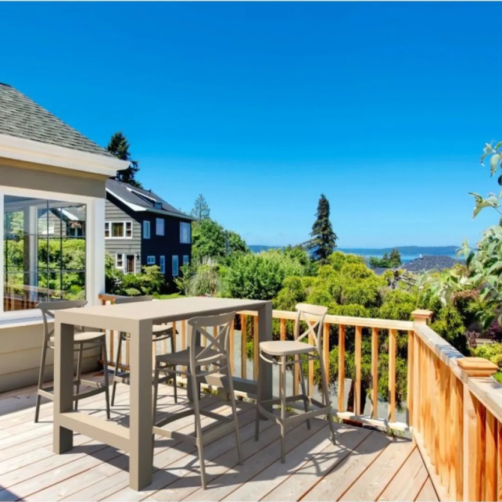 CROSS BAR 75 záhradná barová stolička taupe