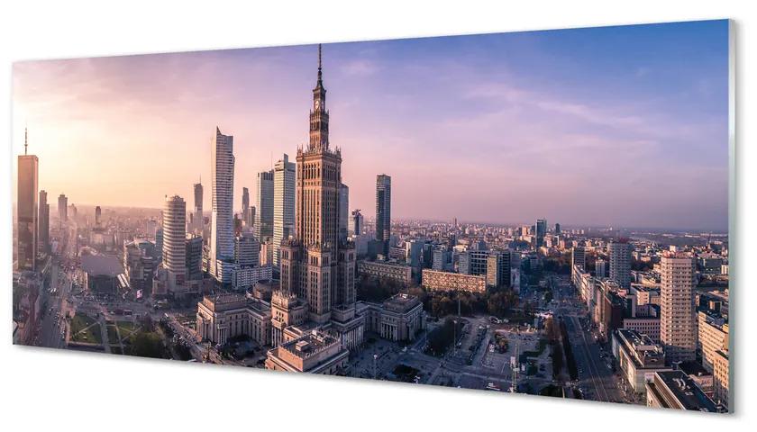 Obraz na akrylátovom skle Varšava sunrise mrakodrapy panorámu 120x60 cm