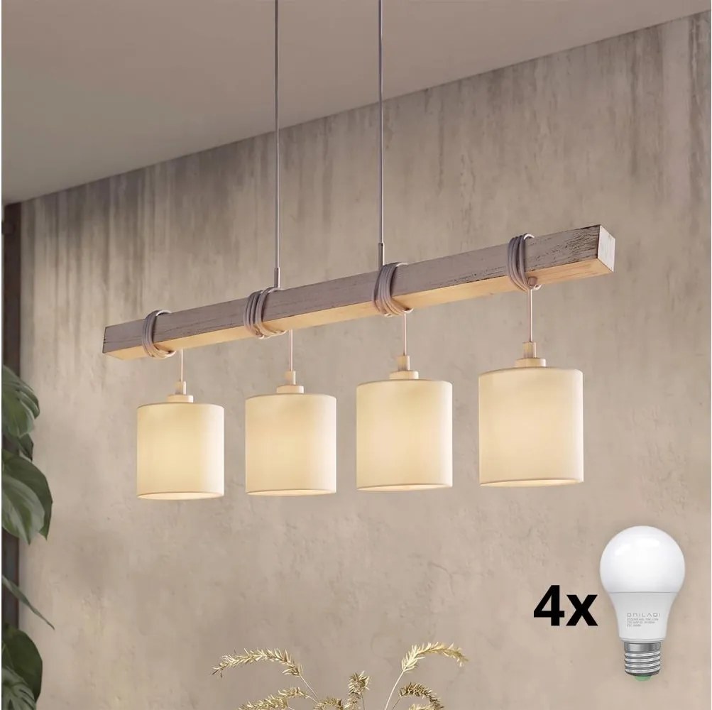 BRILAGI - LED luster na lanku NUBILA 4xE27/60W/230V sivá/krémová