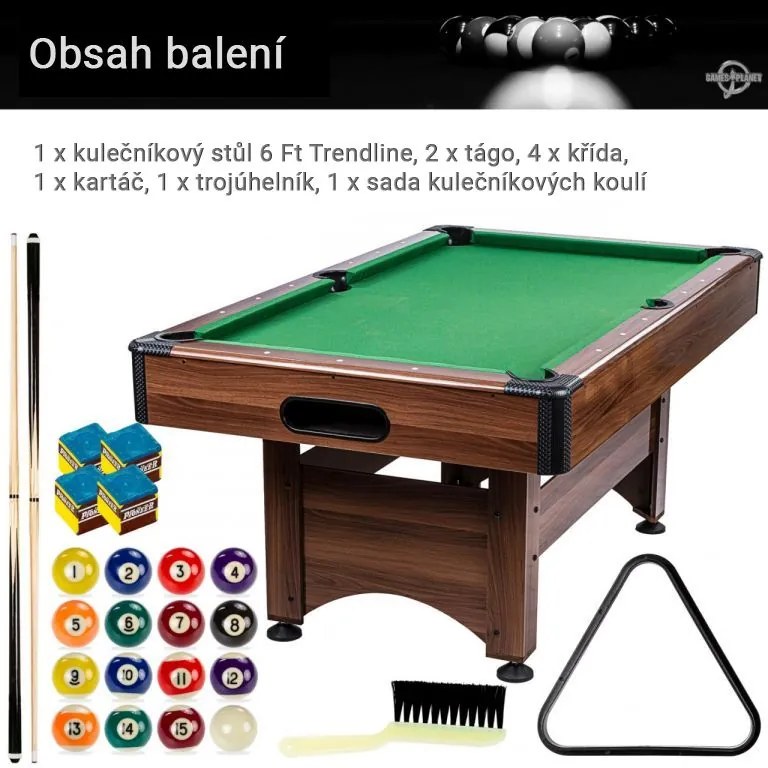 GamesPlanet biliardový stôl 6 ft, s vybavením