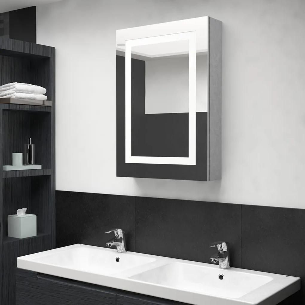 LED kúpeľňová zrkadlová skrinka betónovo-sivá 50x13x70 cm 326488