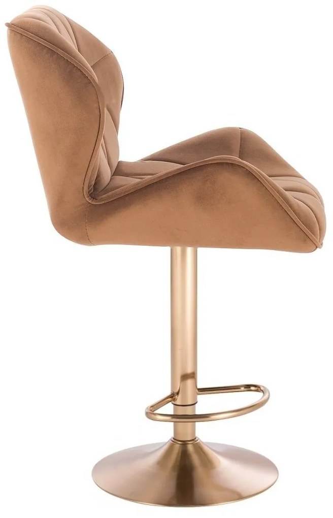 LuxuryForm DESIGN Barová stolička MILANO VELUR na zlatom tanieri - hnedá