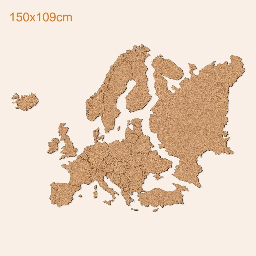 DUBLEZ | Korková mapa Európy na stenu - s hranicami štátov | Obraz
