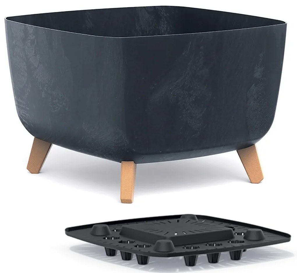 Plastový kvetináč na nožičkách DGQL400E 39 cm - antracit