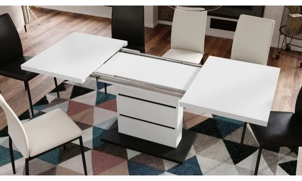 Rozkladací jedálenský stôl PAOLO biela/čierna