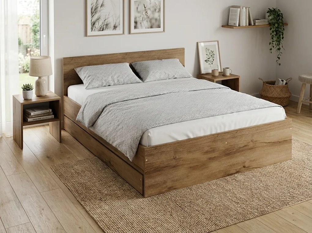 Posteľ ELISA 120 x 200 cm, dub artisan Rošt: S latkovým roštom, Matrac: Matrac COCO MAXI 20 cm
