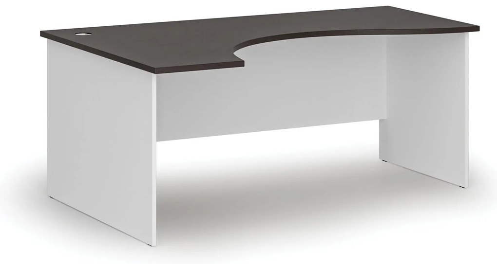 Ergonomický kancelársky písací stôl PRIMO WHITE, 180x120 cm, ľavý, biela/wenge