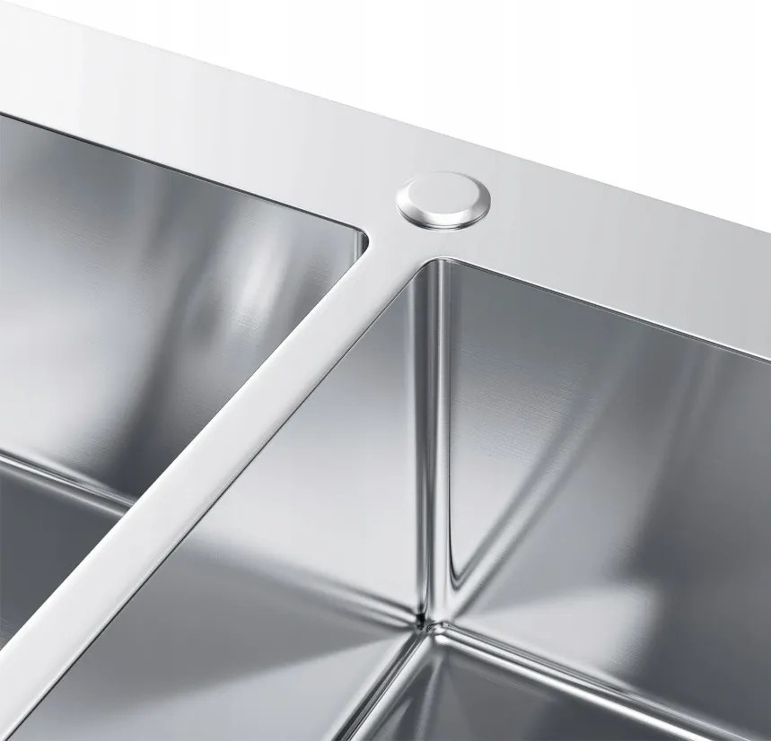 Erga HD, 2-komorový oceľový drez 780x480x215 mm, brúsená oceľ, ERG-MLS-LEX7848