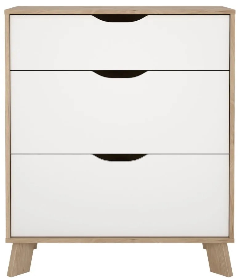 Biela/v prírodnej farbe komoda v dekore duba 79x92x40 cm Ikast – Tvilum