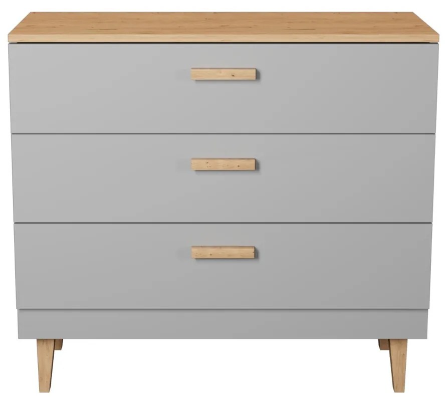 Komoda so zásuvkami DENVER 100 cm sivá/dub hickory