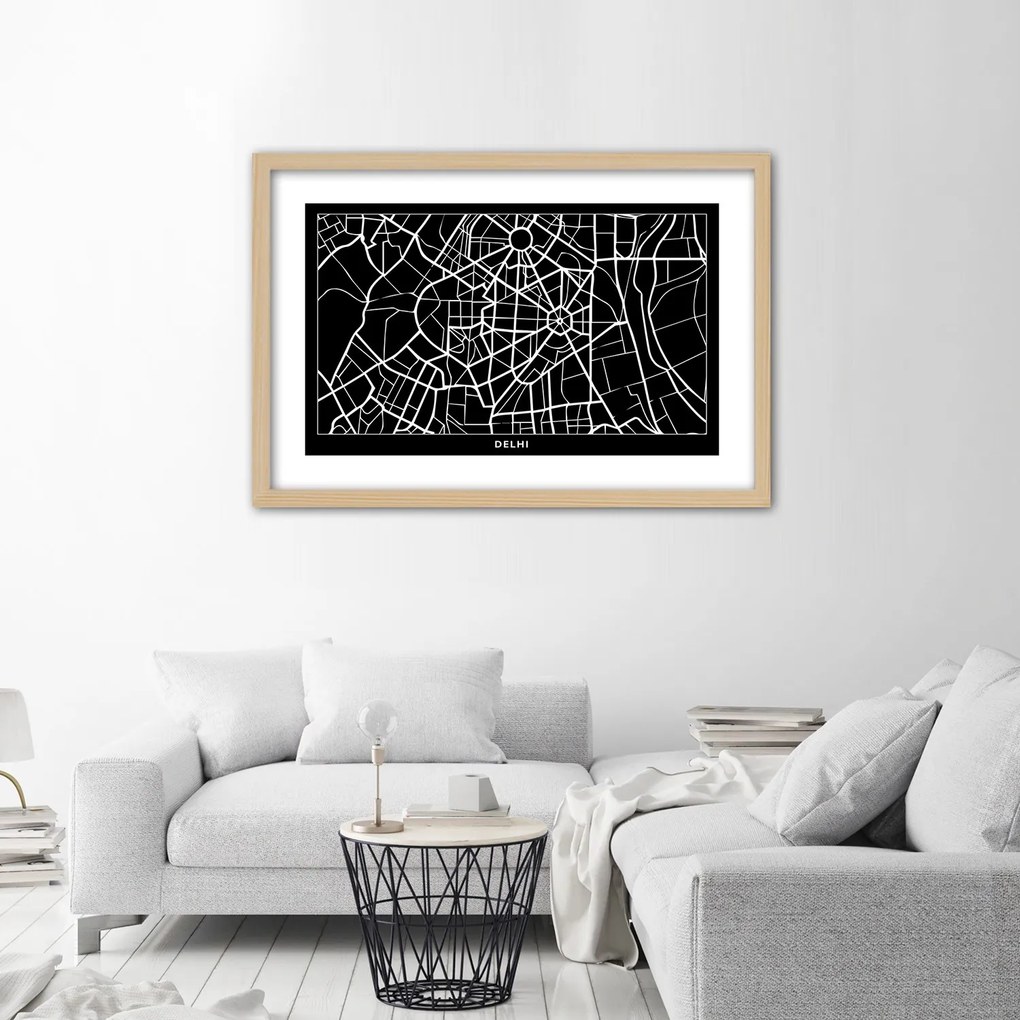 Gario Plagát Plán mesta Dillí Farba rámu: Bez rámu, Rozmery: 100 x 70 cm