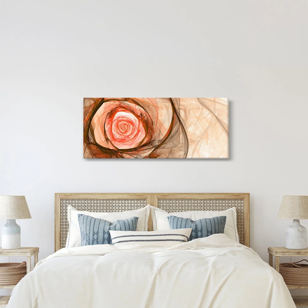 Obraz - Abstraktné ruže ružová s bielym pozadím (120x50 cm)