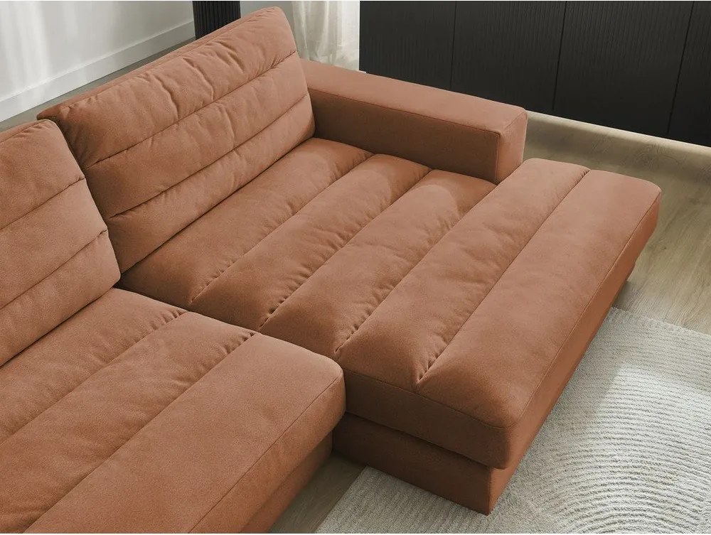 Oranžová zamatová rohová pohovka (pravý roh/s leňoškou) Sierra – Bobochic Paris