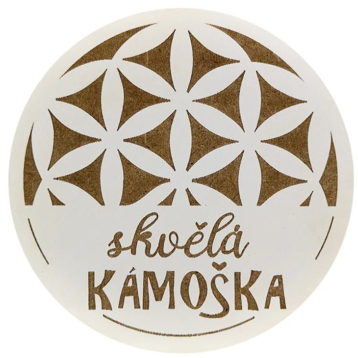 AMADEA Drevený podtácok okrúhly text "skvelá kamoška", priemer 10,5 cm, český výrobok