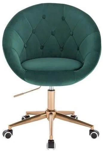 LuxuryForm DESIGN Kreslo VERA VELUR na zlatej podstave s kolieskami - zelené