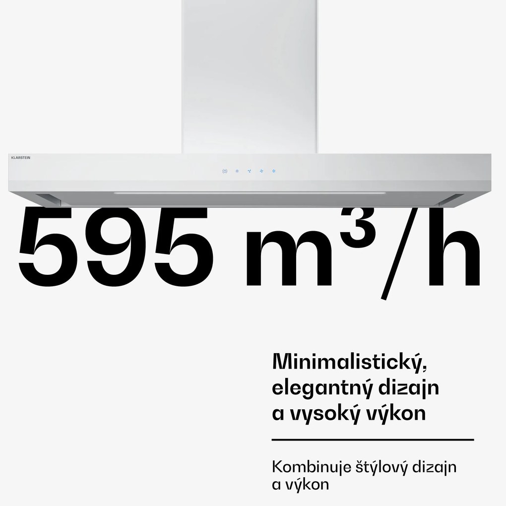 Klarstein Velaire digestor, Elegantný, minimalistický, výkonný, Energetická trieda A++, 595 m³/h, 90 cm