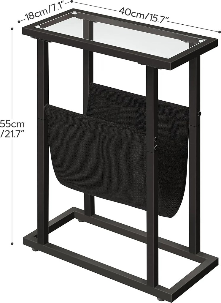 Odkladací stolík Fido 40 cm čierny/číry