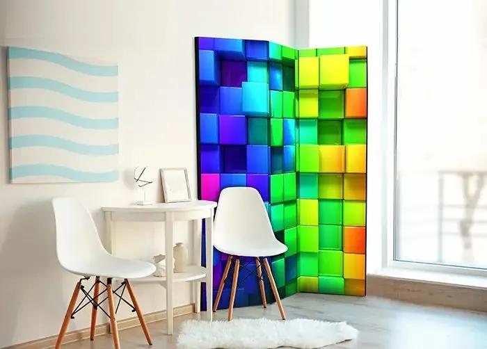 Paraván - Colourful Cubes [Room Dividers] Veľkosť: 135x172, Verzia: Akustický