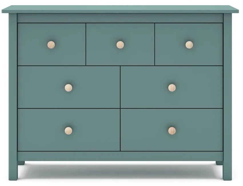 Nízka detská komoda z borovicového dreva v petrolejovej farbe 110x80 cm Max – Marckeric