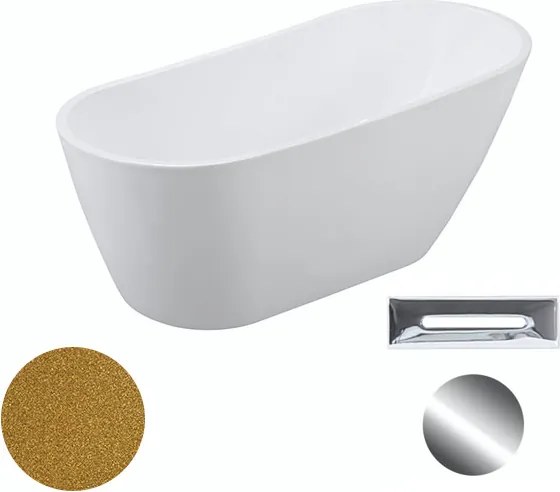 Besco Akrylátová voľne stojaca vaňa Melody Glam Z 150x80 (170x80) BESCO-Typ výpuste: Click-Clack s prepadom, chróm, BESCO-Rozmery: 150x80, BESCO-Farb…