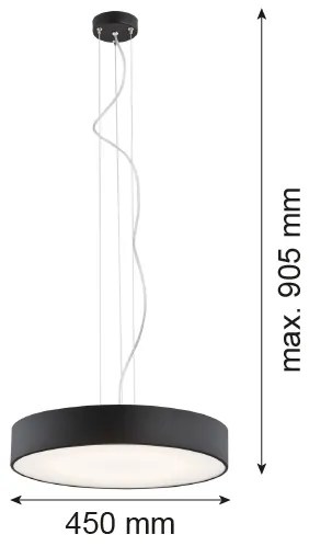 Argon 3352 - Luster DARLING 1xLED/35W/230V pr. 45 cm čierna