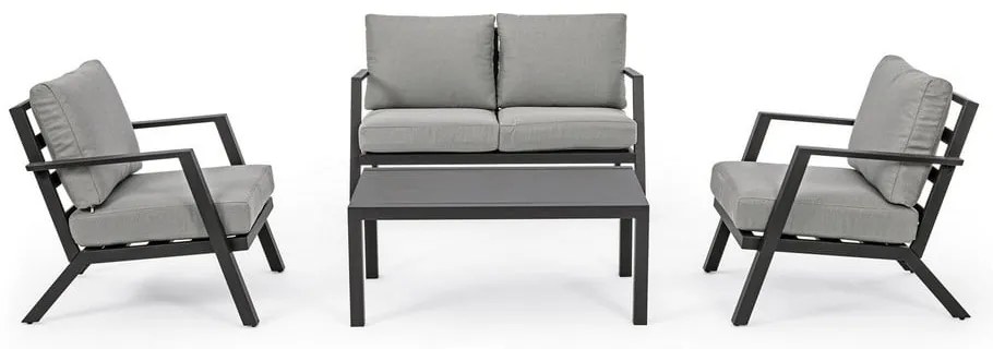 Sivý hliníkový záhradný lounge set pre 4 Harley – Bizzotto