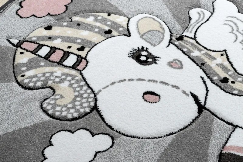 Dywany Łuszczów, Detský kusový koberec Petit Unicorn grey kruh, 160x160 (priemer) kruh, šedá, detská izba