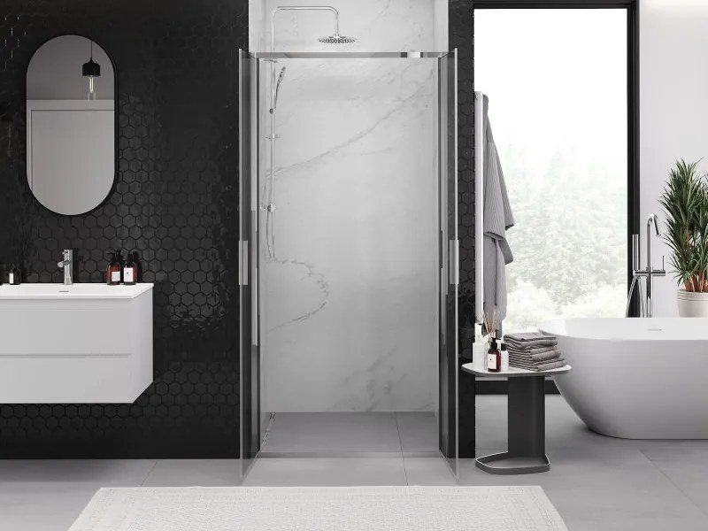 Mexen Exo, dvojkrídlové sprchové dvere 100x200 cm, 6mm číre sklo, chrómový profil, 814-100-000-01-00