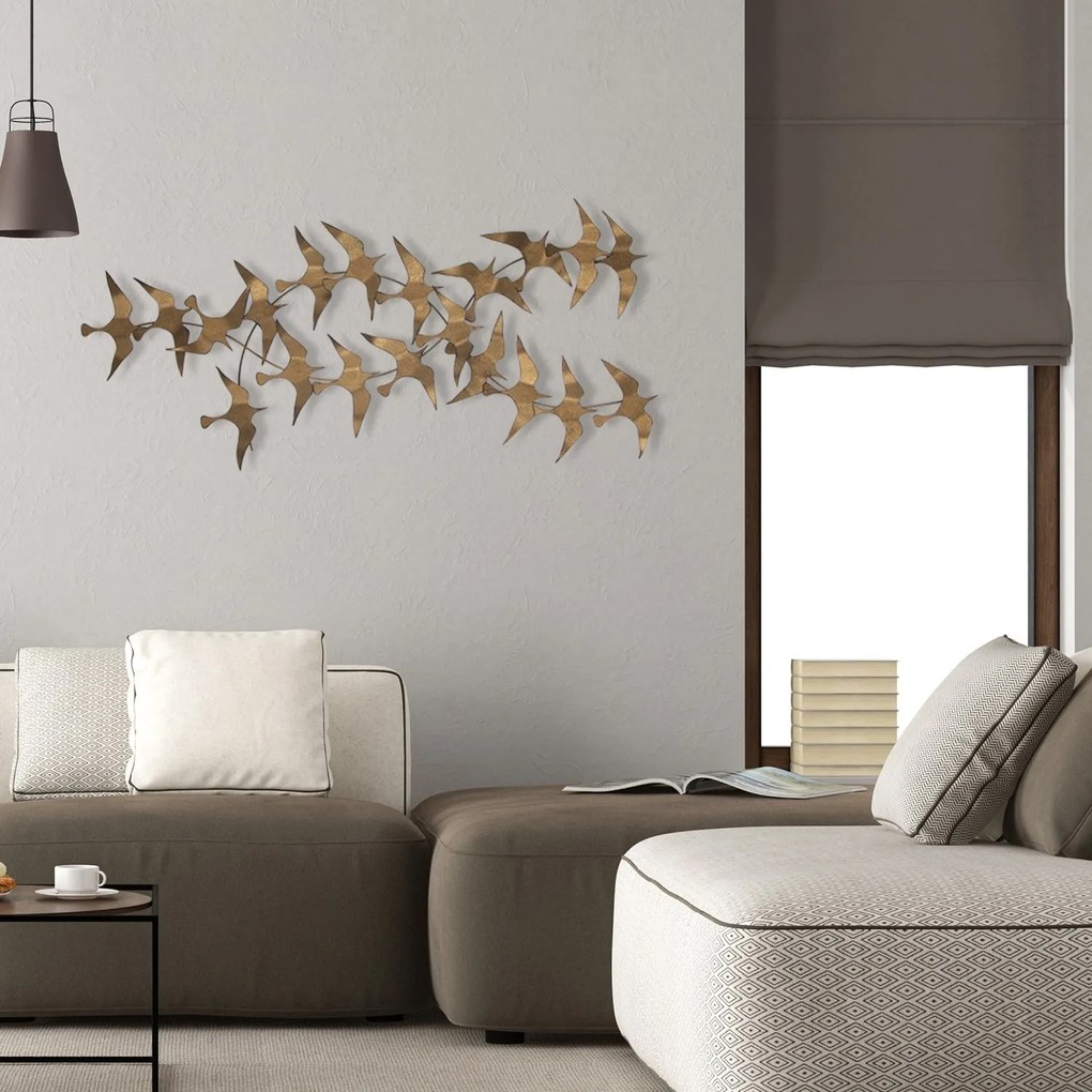 Nástenná kovová dekorácia Sahika zlatá/medená