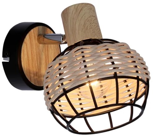 Nástenné bodové svietidlo TAJGA 1xE14/40W/230V ratan/čierna
