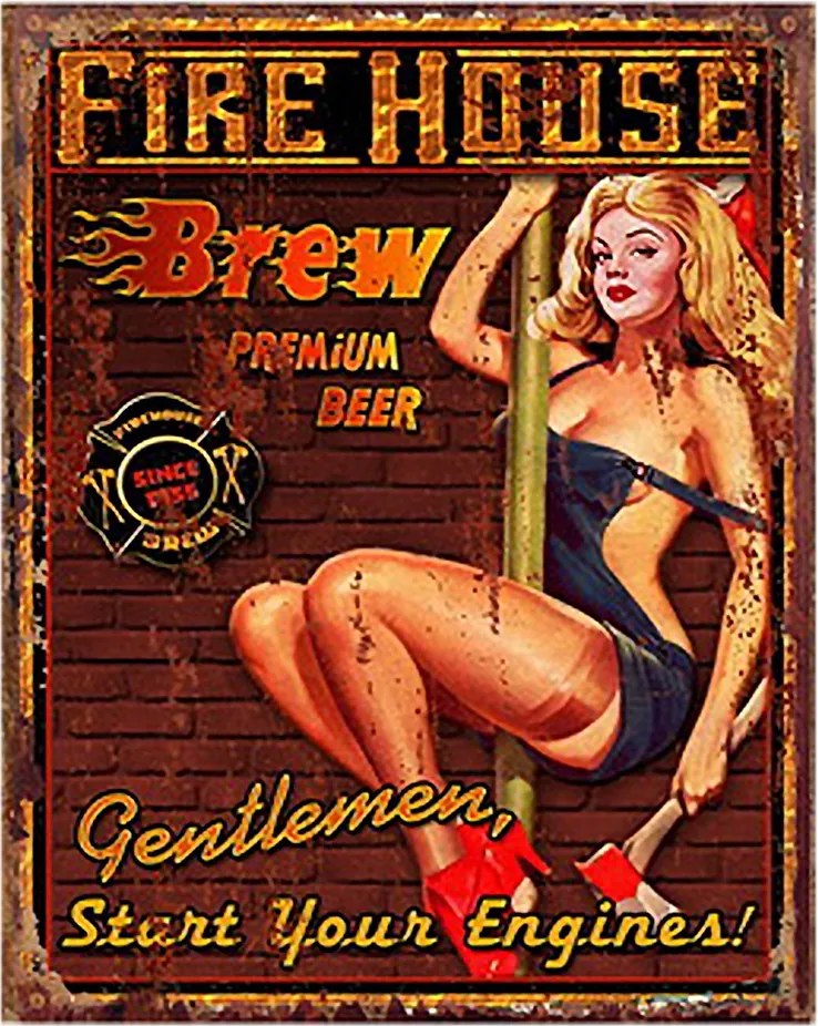 Nástenná kovová ceduľa Fire House - 20*1*25 cm