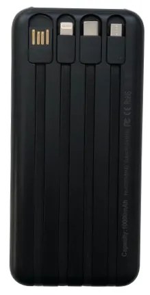 Rýchlonabíjacia powerbanka OKOP KP-711 so štyrmi káblami - 10000mAh - Čierna