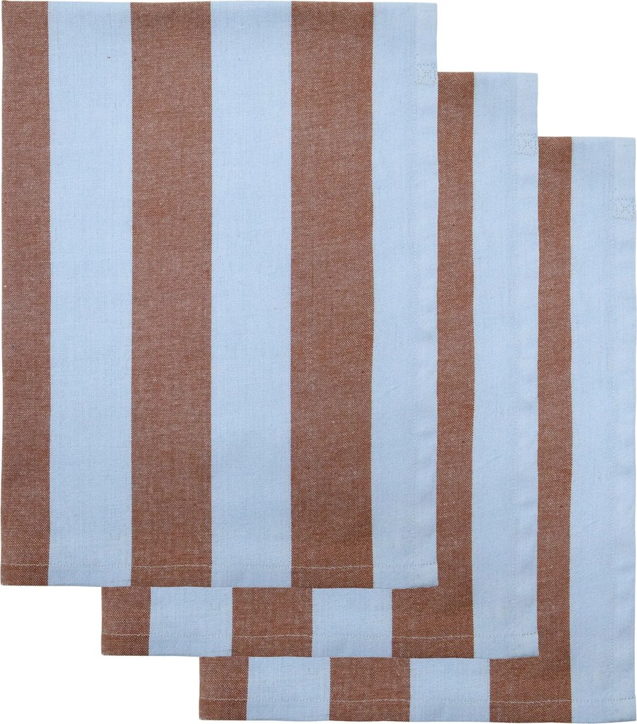 House Doctor Bavlnená utierka Light Blue / Brown – set 3 ks