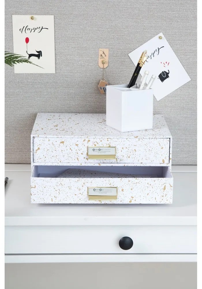 Zásuvkový box s 2 zásuvkami v zlato-bielej farbe Bigso Box of Sweden Birger