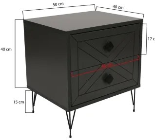 Nočný stolík LUNA 55x50 cm antracit/čierna