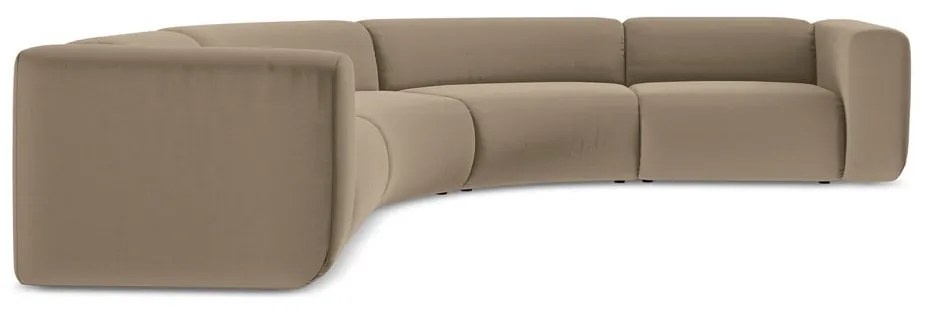 Béžová zamatová rohová pohovka Ekahi – Makamii