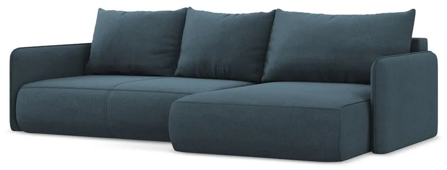 Modrá rozkladacia/s úložným priestorom rohová pohovka (pravý roh) Nanea – Makamii