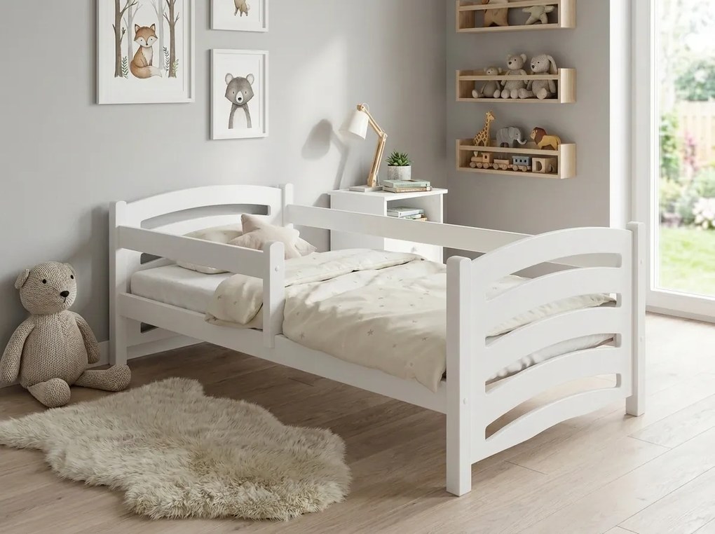 Detská posteľ MELA 80 x 160 cm, biela Rošt: S lamelovým roštom, Matrac: Matrac EASYSOFT 8 cm