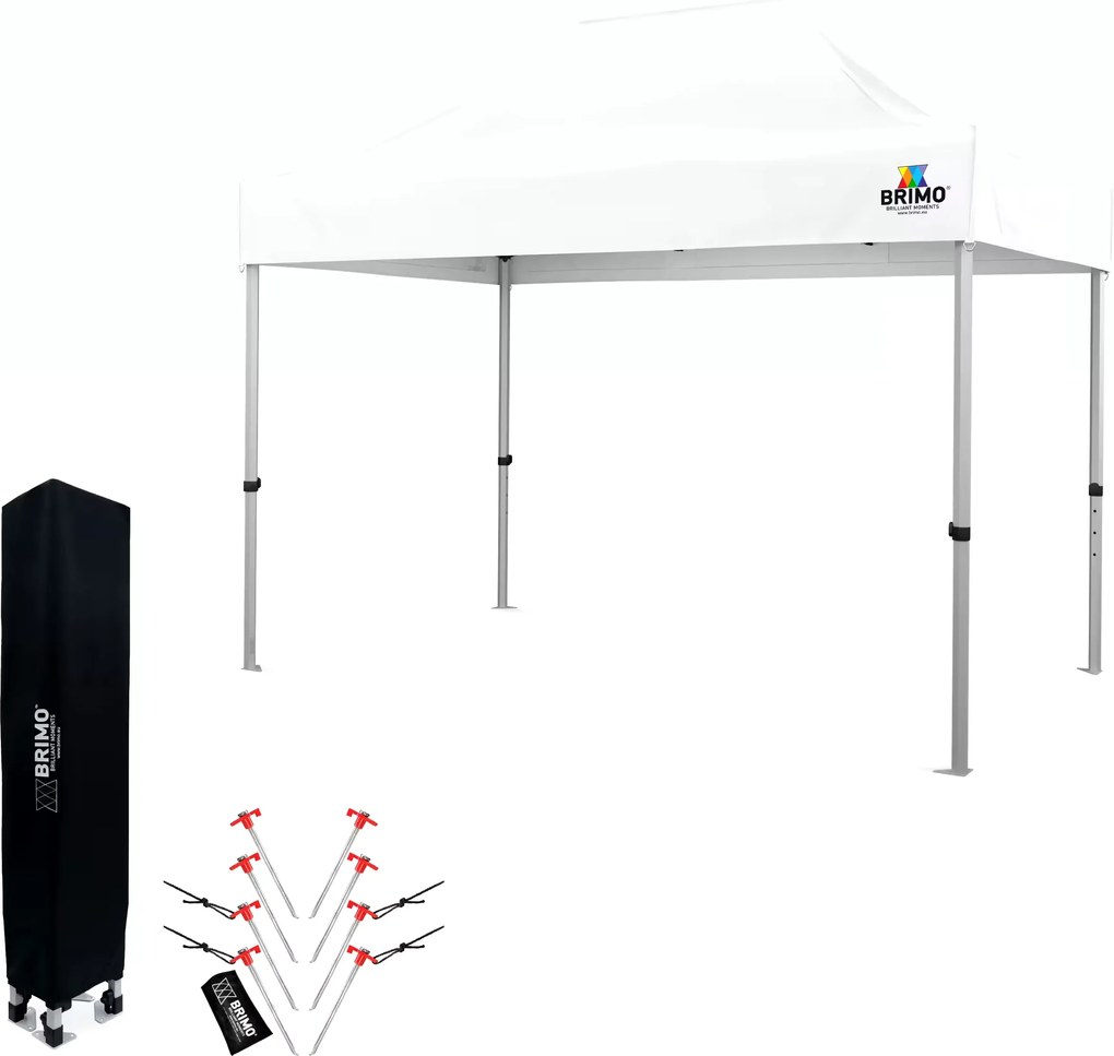 BRIMO Nožnicový stan 2×3 m hliníkový bez stien | Rýchla montáž a pevný ľahký rám - bez 3 stien - Biela 34