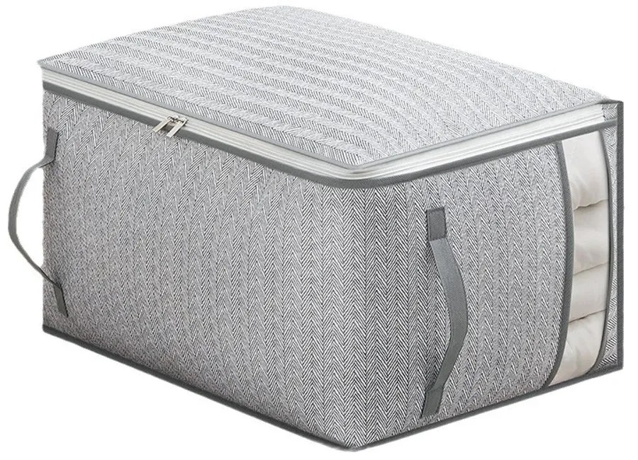 eCarla Textilný box na uskladnenie posteľnej bielizne a oblečenia, sivý COCK 52 x 44 x 30 cm