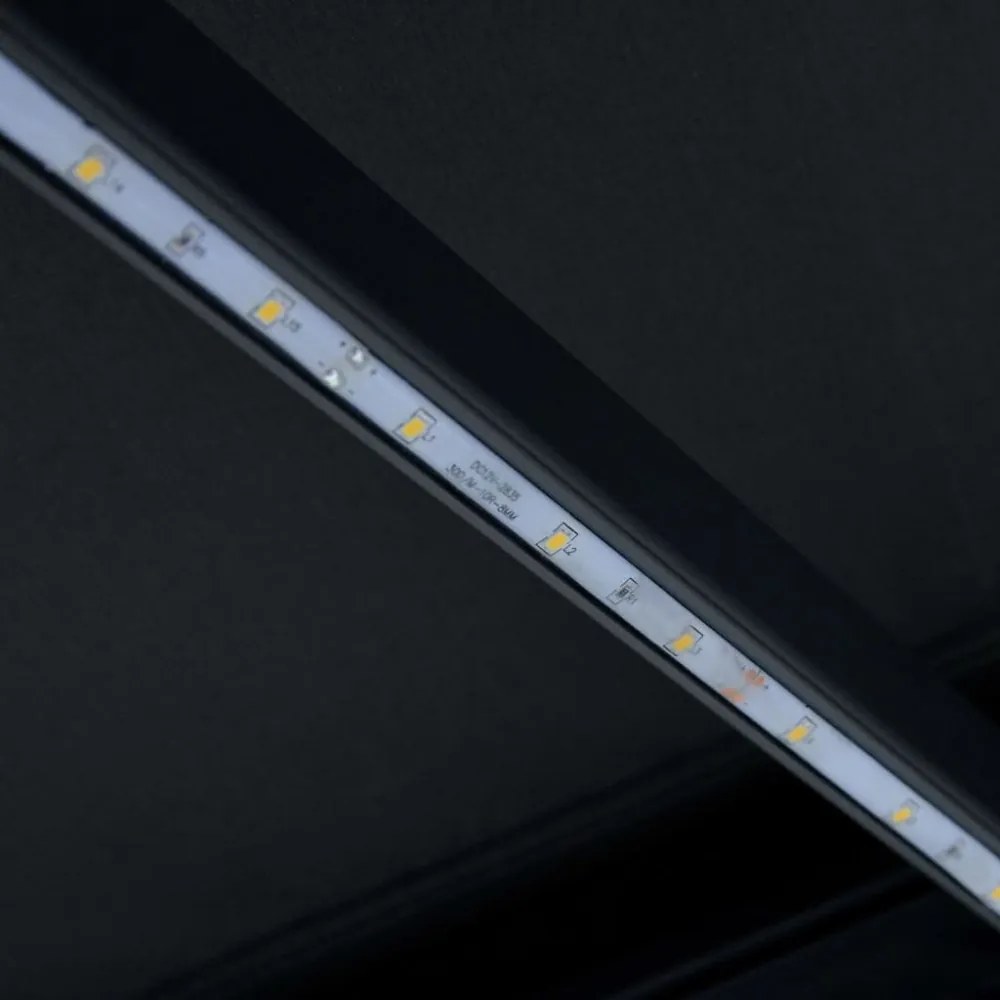 Ručne zaťahovacia markíza s LED svetlom 450x300 cm Dekorhome Antracit