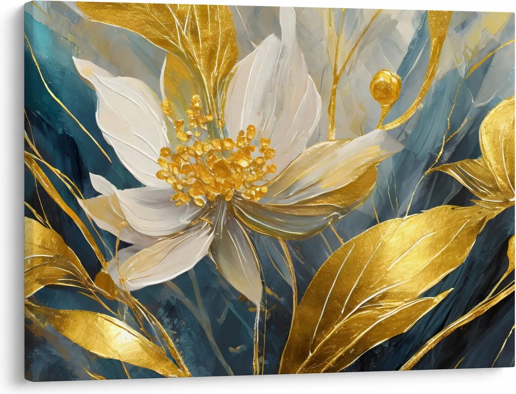 Obraz - Maľba zlatých kvetov (70x50 cm)