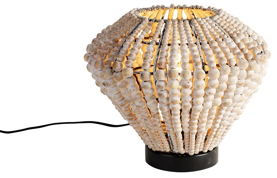 Orientálna stolová lampa béžová s korálkami - Moti