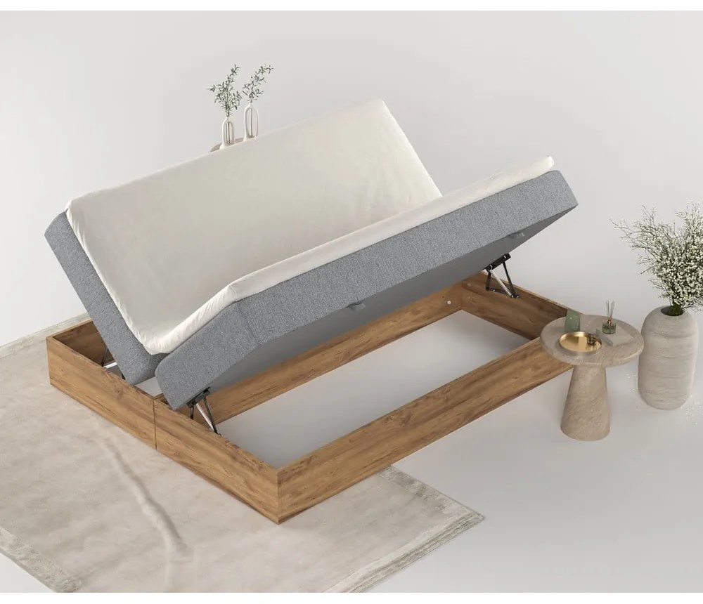 Boxspring posteľ s úložným priestorom v sivo-prírodnej farbe 180x200 cm Faro – Maison de Rêve