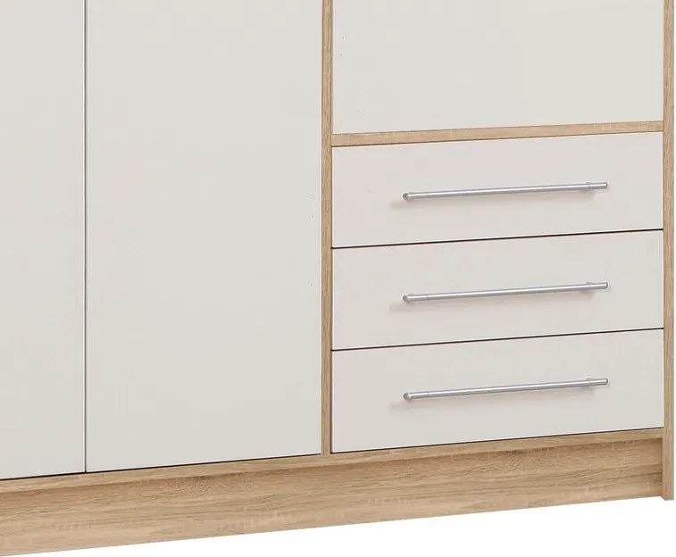 Šatníková skriňa Jupiter, 207 cm, dub sonoma/biela