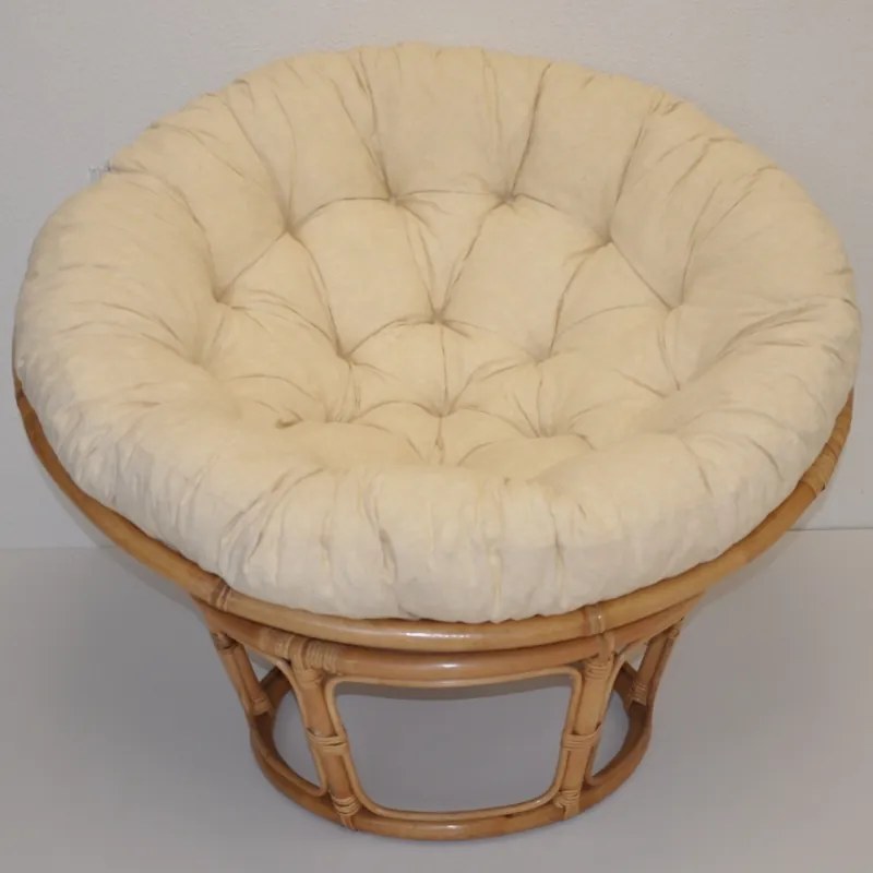 Relaxačný papasan DEMETRIA — ⌀100 cm, ratan, látka, medová / viac farieb Svetlozelený melír