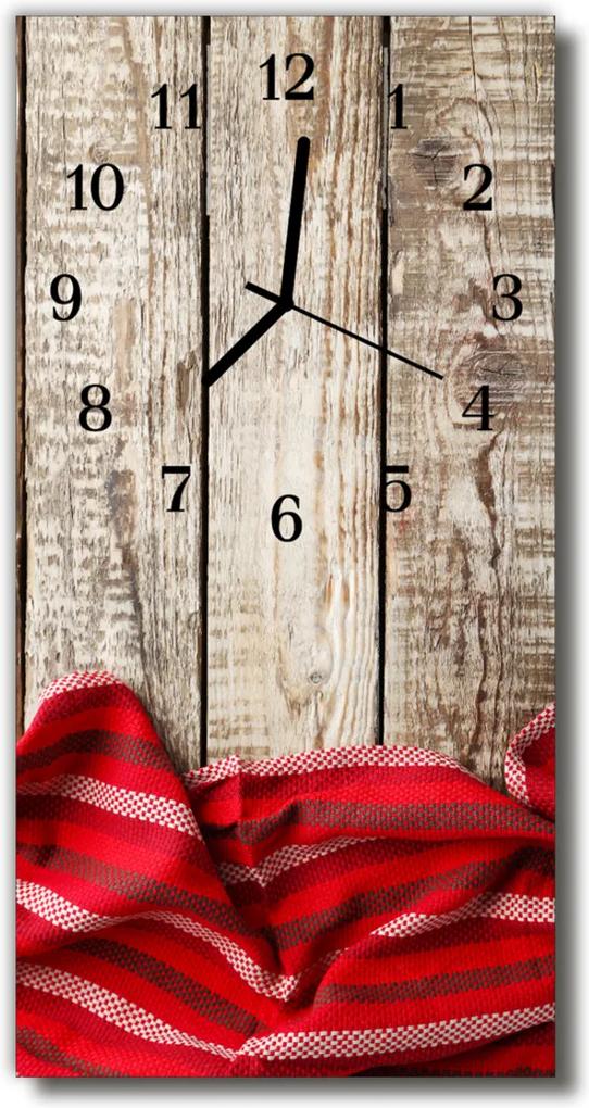Skleněné hodiny vertikální Červená dřevěná ubrus