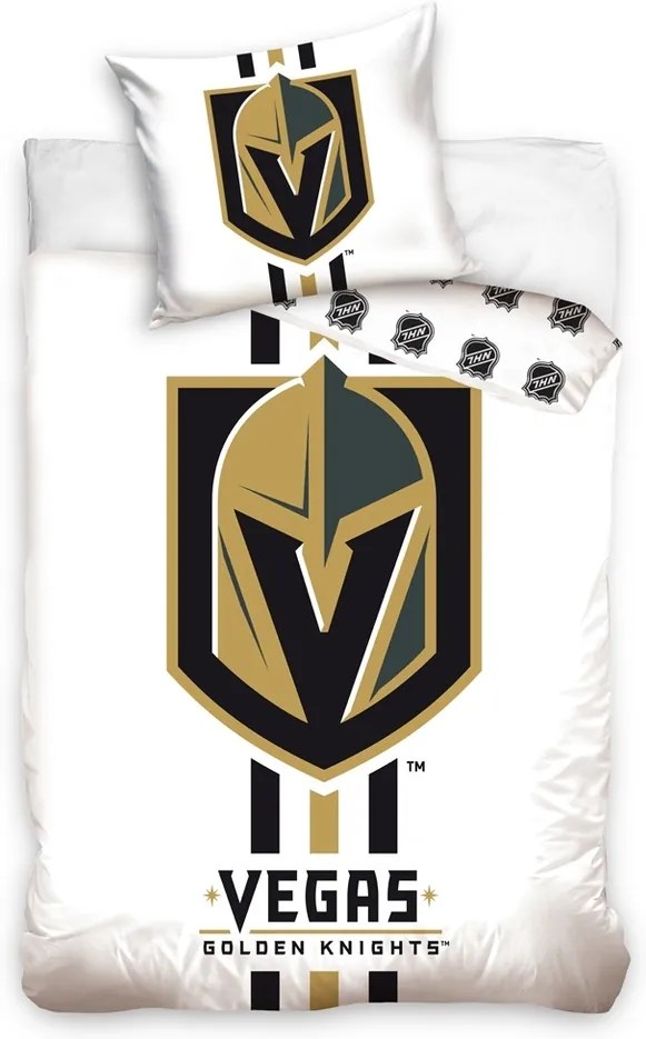 BedTex Bavlnené obliečky NHL Vegas Golden Knights White, 140 x 200 cm, 70 x 90 cm
