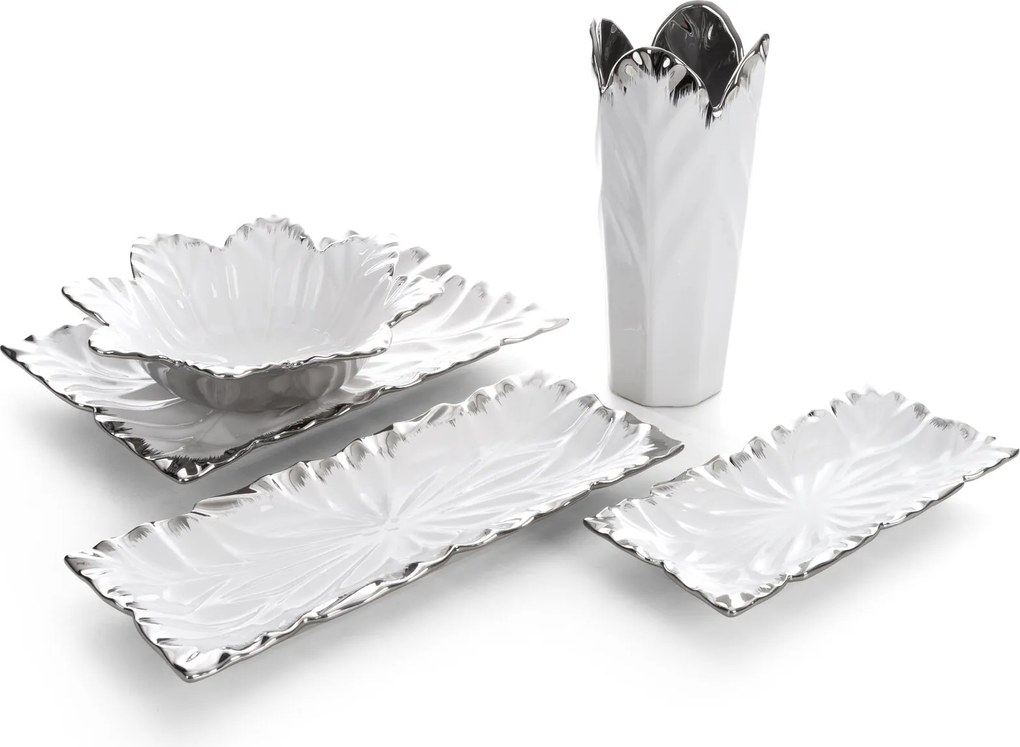 DEKORAČNÁ KERAMICKÁ MISKA NIRA (01) 28X13X8 CM BIELA